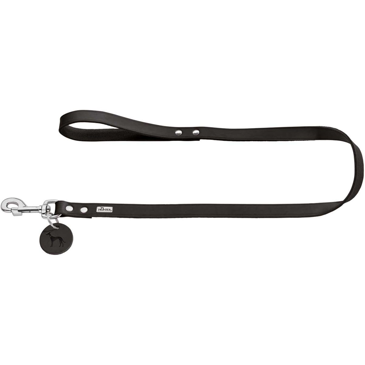 HUNTER Leash, 16/100 Soft genuine cow leather, black
