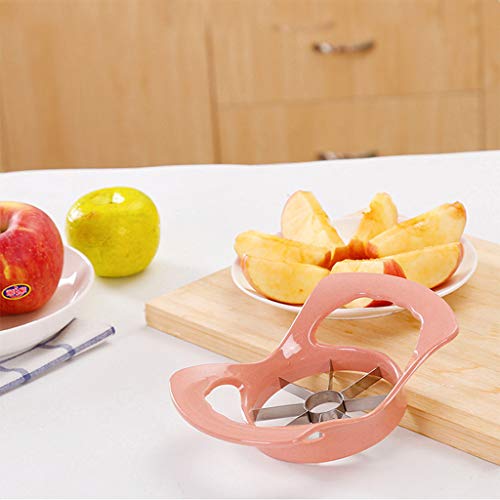 8-Blade Apple Slicer Corer Cutter Wedger Divider Ultra Sharp Stainless Steel Blades & Ergonomic Rubber Grip Handle (Pink)