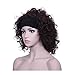 BeautySum Curly Synthetic Wigs for Black Women with Bangs Dark Brown Color African American Women - Natural Looking Short Hair Heat Resistant Natural 3/4 Half Wigs with Headband