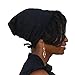 Satin Life Adjustable Drawstring Soft Slouchy Satin Lined Hat (Black)