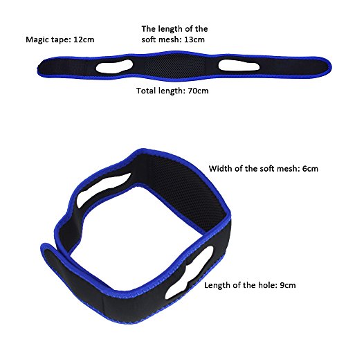 Snoring Chin Strap,Adjustable Anti Snore Chin Strap Support, Stop Snoring- Natural and Instant Snore Relief Jaw Belt with 12cm Magic Tape (Blue)