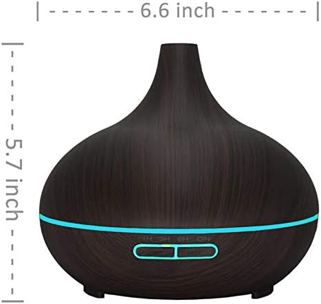Hugmo Dark Wood BPA Free Diffusers For Essential Oils with Seven Soothing LED Light Colors, Auto-off, Easy to Clean, Capacity - 400ml