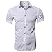Bamboo Fiber Mens Short Sleeve Dress Shirts Slim Fit Solid Casual Button Down Shirts for Men