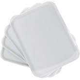 Farmoon 4 Pack Large Fast Food Serving Tray, White Plastic Reusable Eating Tray