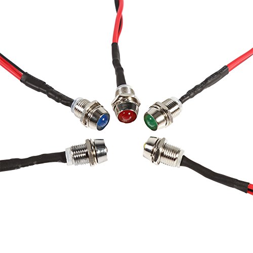 4 Pcs LED Indicator Pilot Dash Light,12V 8mm Aluminum Pilot Lights for Speedometer Odometer Tachometer ( Color : Red )