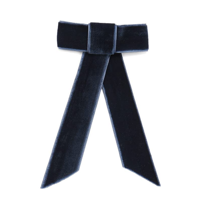 2 Pack Vintage Large Velvet Bow Hair Clip Women Hairpins Barrette Accessories For Women Girls Long Elastic Hair Tie Headwear Female Hair Accessories (Blue)