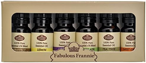 Fabulous Frannie Clean House Pure Essential Oils Set Protect Blend, Lemon, Lavender, Fresh Air Blend, Tea Tree and Sweet Orange 10ml (Pack of 6)