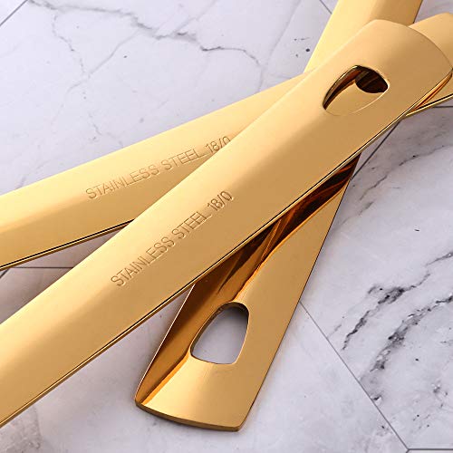 BuyGo Large Serving Spoon Stainless Steel Long Buffet Spoon Gold Solid Spoon with Mirror Polish, Dishwasher Safe, 13.07 inch