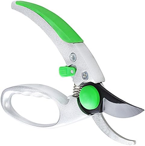 WilFiks Garden Pruning Shears - 8" Classic Bypass Hand Pruner - Secateurs Steel Gardening Scissors with Comfortable Handle and Shock Absorbing Spring - Branch, Stem and Tree Trimmer Hand Tool