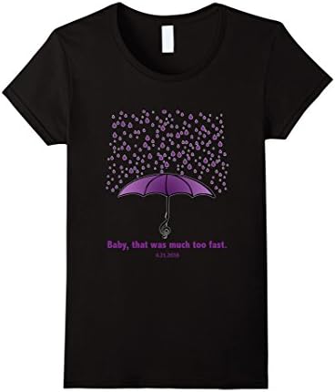 Womens Purple Teardrops of Rain Umbrella Tribute T-Shirt Medium Black