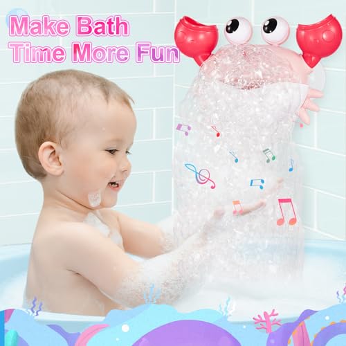 【2024 Upgrade】 Crab Bubble Bath Toys, USB Rechargeable Baby Bath Bubble ...