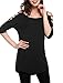 Halife Women's Cold Shoulder Tunic Tops Batwing 3 4 Sleeve Solid Long T Shirts