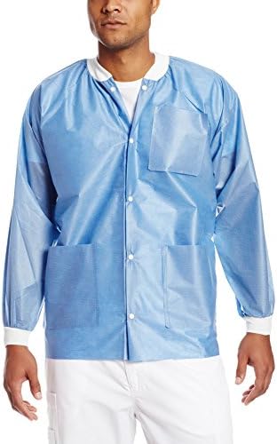 ValuMax 3530CB4XL Easy Breathe Cool and Strong, No-Wrinkle, Professional Disposable SMS Hip Length Jacket, Ceil Blue, 4XL, Pack of 10