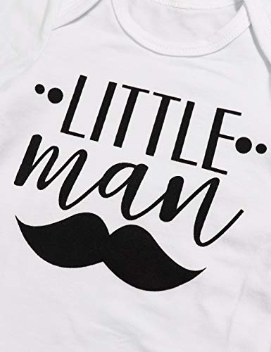 Newborn Baby Boy Clothes New to The Crew Letter Print Romper Long Pants Hat 3PCS Outfits Set Breathable and Soft (O-White, 9-12 Months)