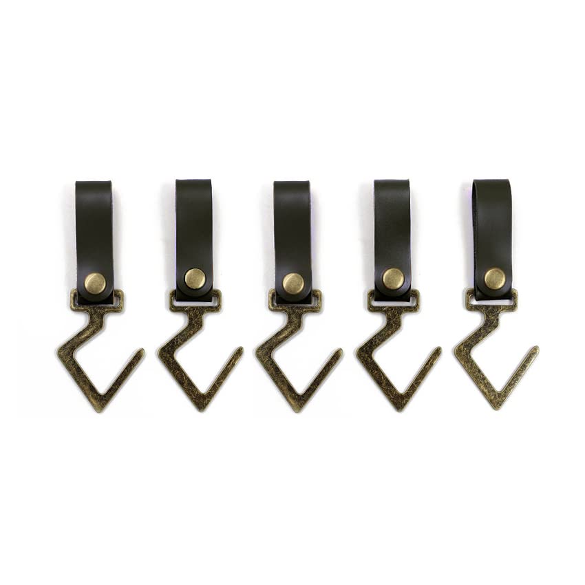 Buer Homie Multifunctional Leather Hooks, Set of 5, Made from Metal and Leather