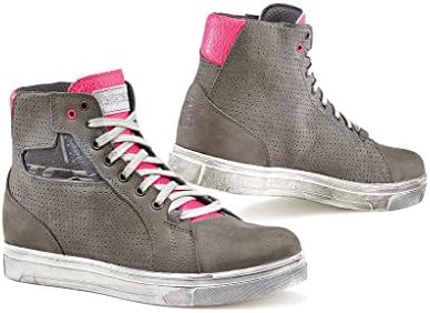 TCX STREET ACE LADY MOTORCYCLE BOOTS COLD GREY/FUCHSIA LADIES US7/EU39
