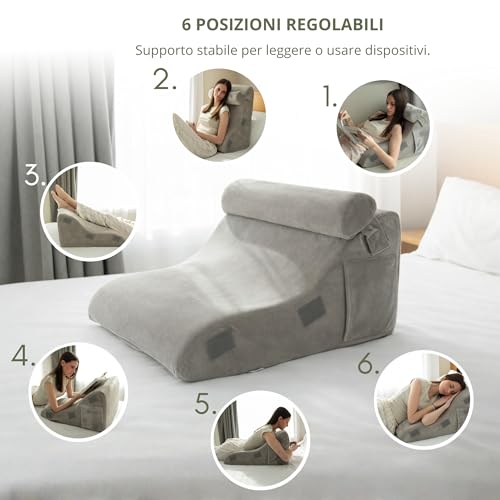 RELIVY - Bed Back Cushion and Reading Pillow | Anti-Reflux Wedge Pillow Adults Ergonomic - Sofa Back Cushion with Washable Cover and Neck Support