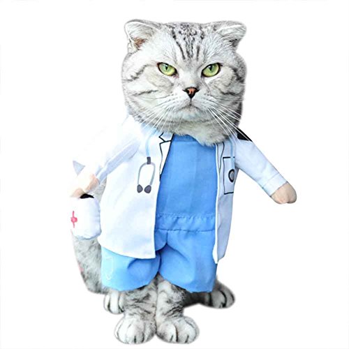 BUYITNOW Pet Doctor Cosplay Costume Clothes for Small Dogs Cats Halloween Fancy Party