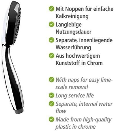 Wenko Basic Grey Shower Head – Universal Handheld Shower, Plastic (ABS), 10 x 10 cm, Shiny Silver - Image 5