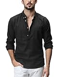 Match Men's Casual Linen Blend Long Sleeve Shirts