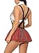 LeaLac Sexy Lingerie For Women School Girl Outfit Lingerie Cute Plaid Mini Skirt Set 65901 White M