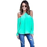 Sunward(TM)Women Fashion Irregular Strapless Chiffon Tops (Medium, Green)