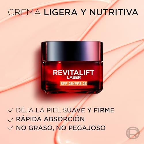 LOréal Paris Revitalift Láser Crema De Día Anti-Edad Renovadora Con Protección Solar Spf25 - Con Proxylane -50 Ml