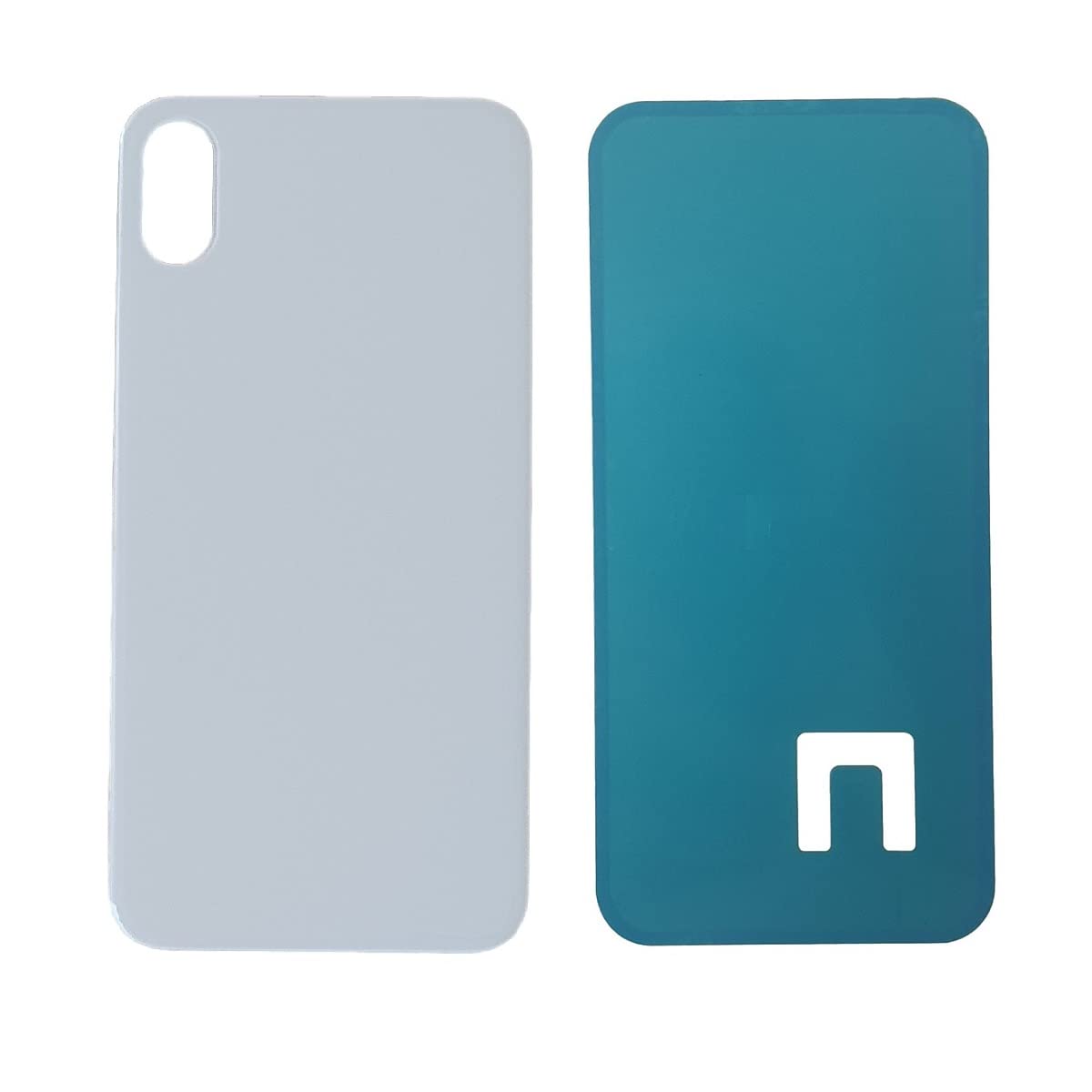 DHLK® Back Cover Glass Rear Housing Glass Replacement compatible with iPhone X - NO LOGO (SILVER)