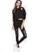 SweatyRocks Women's Faux Leather Inserted Leggings Outfit Yoga Tights Black L