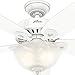 Hunter 42 inch Indoor Ceiling Fan with LED Light - White Ceiling Fan with Pull Chain, For Bedroom or Living Room, Standard Mount, No Remote, 5 Blades, Includes Bulbs - Builder 52217, Snow White