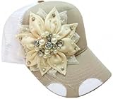 Ladies Olive & Pique Beaded Flower Trucker Cap