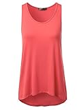 DRESSIS Womens Sleeveless Round Neck Hi-lo Loose Fit Flared Tank Top