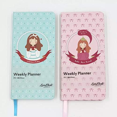 Weeks Paper Planner Insert for Hobonichi Undated Calendar Cute Little Girl Cover (Pink)