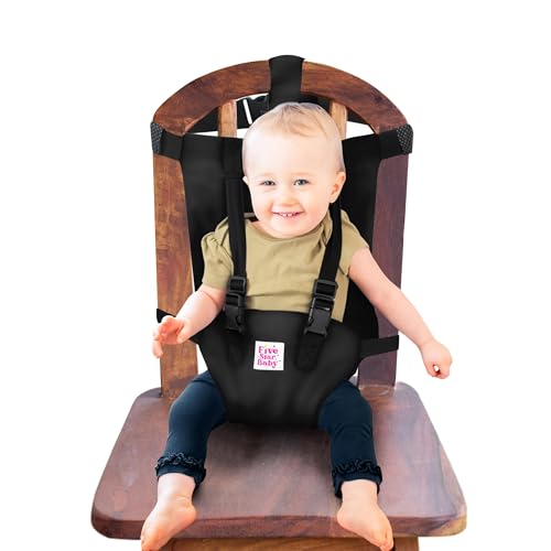 FiveStarBaby Travel Harness Seat for Toddlers - Portable High Chair for Travel | Baby Seat Harness for Golf Carts and Dining | Compact Chair for Babies - Black