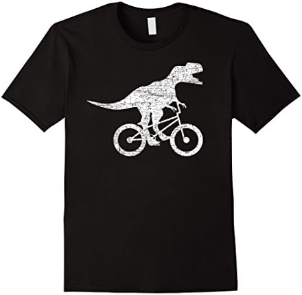 Men's Funny BMX Shirt: Dinosaur On Bike BMX Rider Biker T-Shirt Large Black