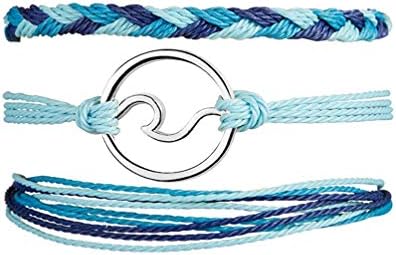 3PC Bohemian Wave Seagull Wool Bracelet,Navy Style Velvet Hand-woven Knit Knot Bracelet Three-piece Suit for Women Girls Holiday Jewelry