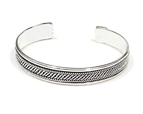 Treasure Bay Mens Celtic Silver Bangle | Solid 925 Sterling Silver Bangle Open Cuff for Men | Jewellery Gift for Him