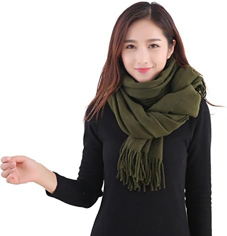 YCHY Large Extra Soft Cashmere Blend Women Pashmina Shawl Wrap Stole Scarf (Army green)