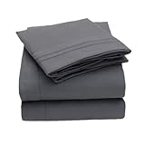 Simple Deluxe 1500 Series 4 Piece Microfiber Bed Sheet Set, Queen, Gray