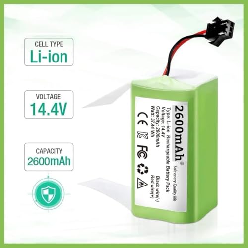 GIBAN Replacement Battery Pack, 14.4V 2600mAh Li-ion Battery Compatible with eufy RoboVac 11S, 11S MAX, 15T, 30, 30C MAX, 15C, 15C MAX, 12, 35C