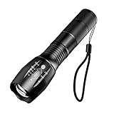 Syntus 1000 Lumens Tactical Flashlight Military Handheld Portable LED Flashlight Zoomable Ultra Bright Mini Torch Light with Adjustable Focus and 5 Lighting Modes for Hiking, Camping (Misc.)