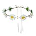 Valdler Little Daisy Flower Headband Crown with Adjustable Ribbon for Wedding Festivals Ivory