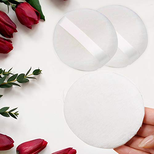 5 PCS Powder Puffs, Large Body Puff Round Puffs Loose Powder Puff Washable Puff Fluffy Powder Puff Ultra Soft Puffs Velour Puffs Large Powder Puff With Ribbon Power Puff Box For Body Powder Makeup