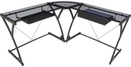Glass Modern L Shaped Computer Table Desk Laptop Gaming Home Office Furniture Business Workstation (L x W x H): 58.00 x 58.00 x 29.00 Inches