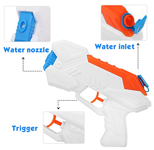 Zooawa Water Gun Blaster Pump, 2 Packs Water Blaster Shooting Water Pistols Kids Party Favor Toy for Summer Swimming Pool Beach Backyards, Black + Orange - Thumbnail 3