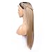 FUHSI Kanekalon Fiber Dark Roots Two Tone Full Lace wig Real Natural For Women–Soft&Smooth, Straight&No Shedding, Comfortable&Adjustable For Perfect Fit –2T103# Ombre Blonde 250D 22