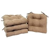 Mainstay Faux Suede Chair Pad with Ties, Set of 4, Brownstone Colors, 14. 5