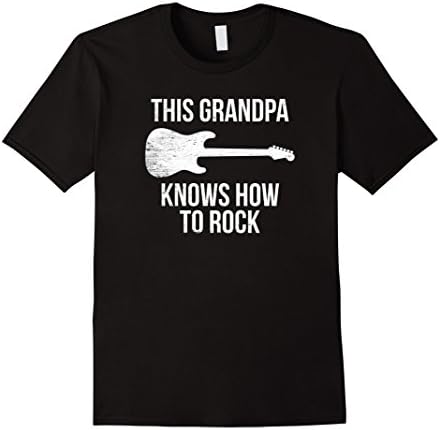 Mens This Grandpa Knows How to Rock Guitar Musician Gift Shirt Large Black