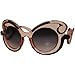 EF Oversized High Fashion Two Tone Sunglasses w/ Baroque Swirl Arms