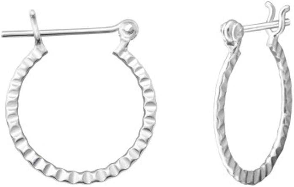 Textured 925 Sterling Silver Hinged Leverback Hoop Earrings 18 mm Diameter Amazon.co.uk Jewellery